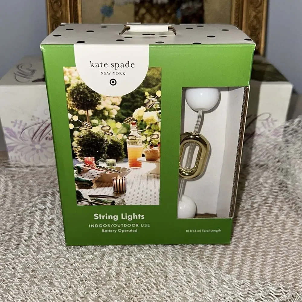kate spade x Target Indoor Outdoor White Gold Tone String Lights